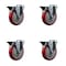 Service Caster 5'' Red Poly Wheel Swivel Bolt Hole Caster Set with Posi Lock Brakes, 4PK SCC-BH20S514-PPUB-RED-PLB-4 - alternate 1